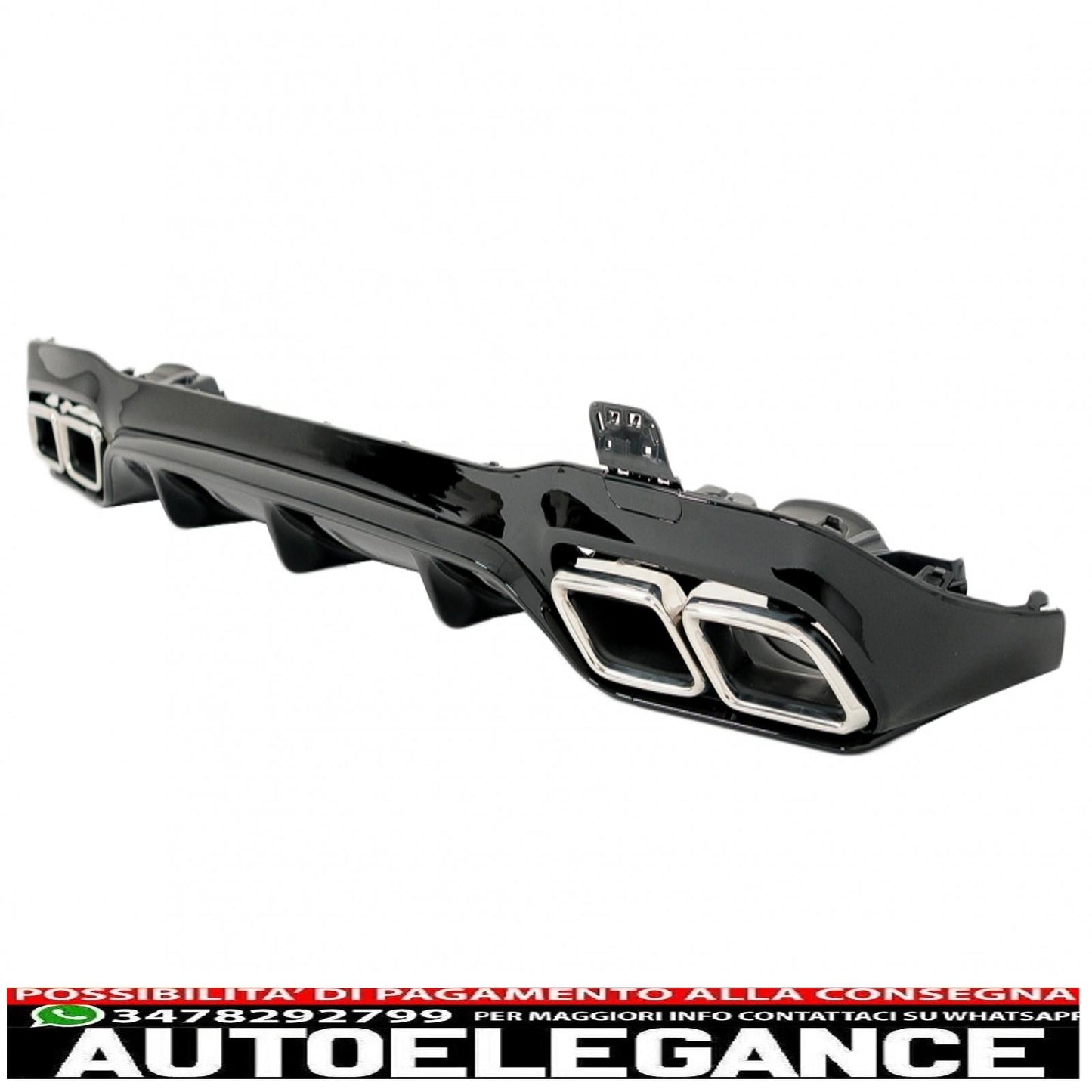 Rear diffuser with chrome exhaust tips suitable for mercedes e class w213 sport line (2016-2019) e63 design