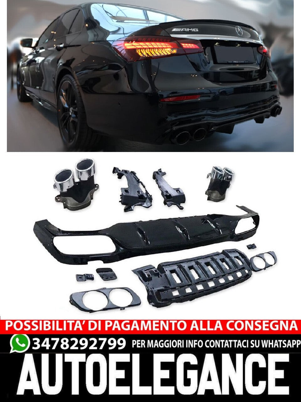 Diffusore spoiler posteriore + punte di scarico (CROMO) in E53 AMG LOOK