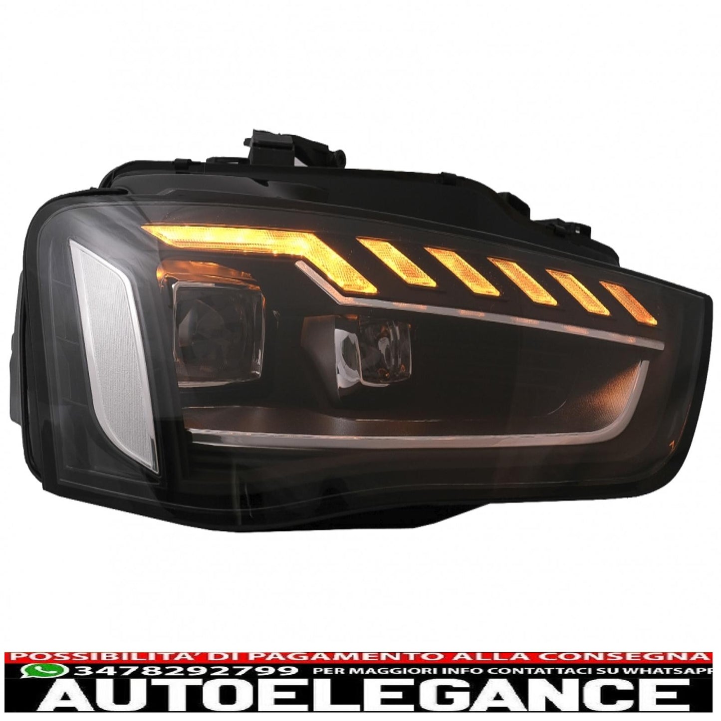 full led headlights suitable for audi a4 b8.5 facelift (2012-2015) dynamic sequential cornering lights black design a4 b9.5