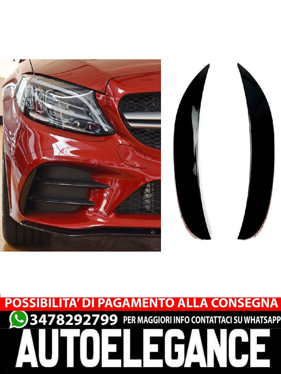 SPOILER FLAPS CANARD ADATTO PER MERCEDES CLASSE W205 CON EQUIPAGGIAMENTO AMG