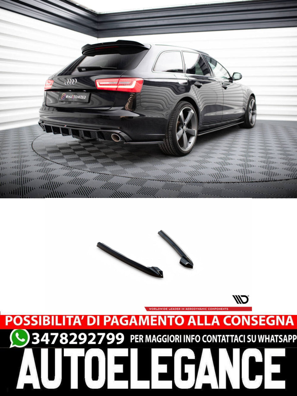 SPLITTER LATERALI POSTERIORI adatto per V.3 AUDI A6 AVANT C7 (2011 - 2014 )