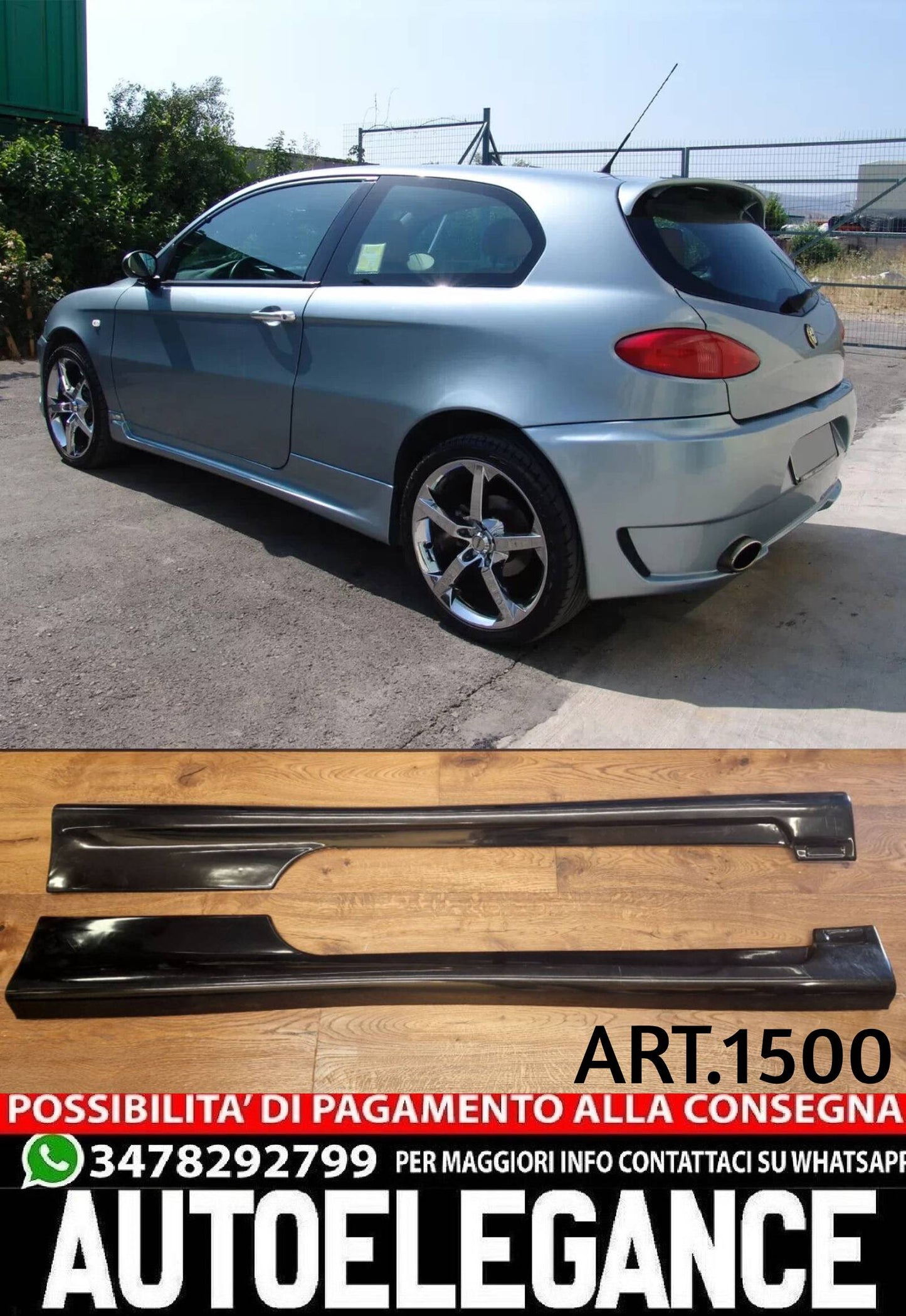SKIRTS SUITABLE FOR ALFA ROMEO 147 3 DOORS LOOK TUNING DESIGN GLOSSY BLACK 