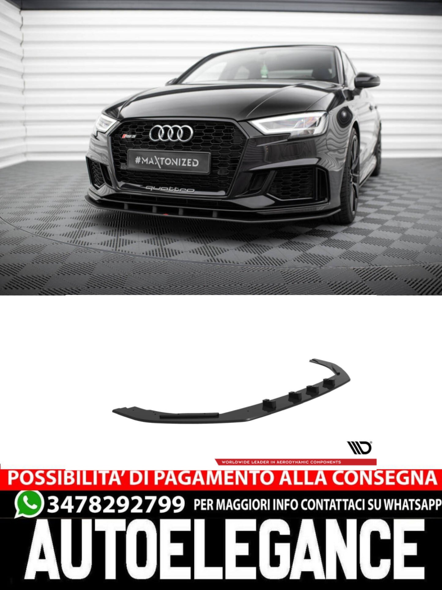 STREET PRO SPLITTER ANTERIORE adatto per AUDI RS3 BERLINA 8V FACELIFT