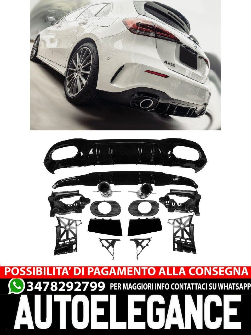 Diffusore spoiler posteriore + terminali di scarico 2x1 (CHROM) in LOOK SPORT