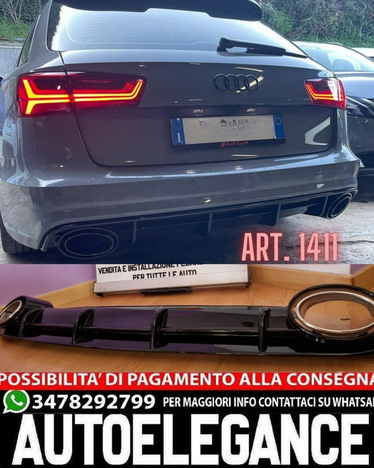 DIFFUSORE ADATTO PER AUDI A6 4G C7 2015-2018 SLINE LOOK RS6 + TERMINALI