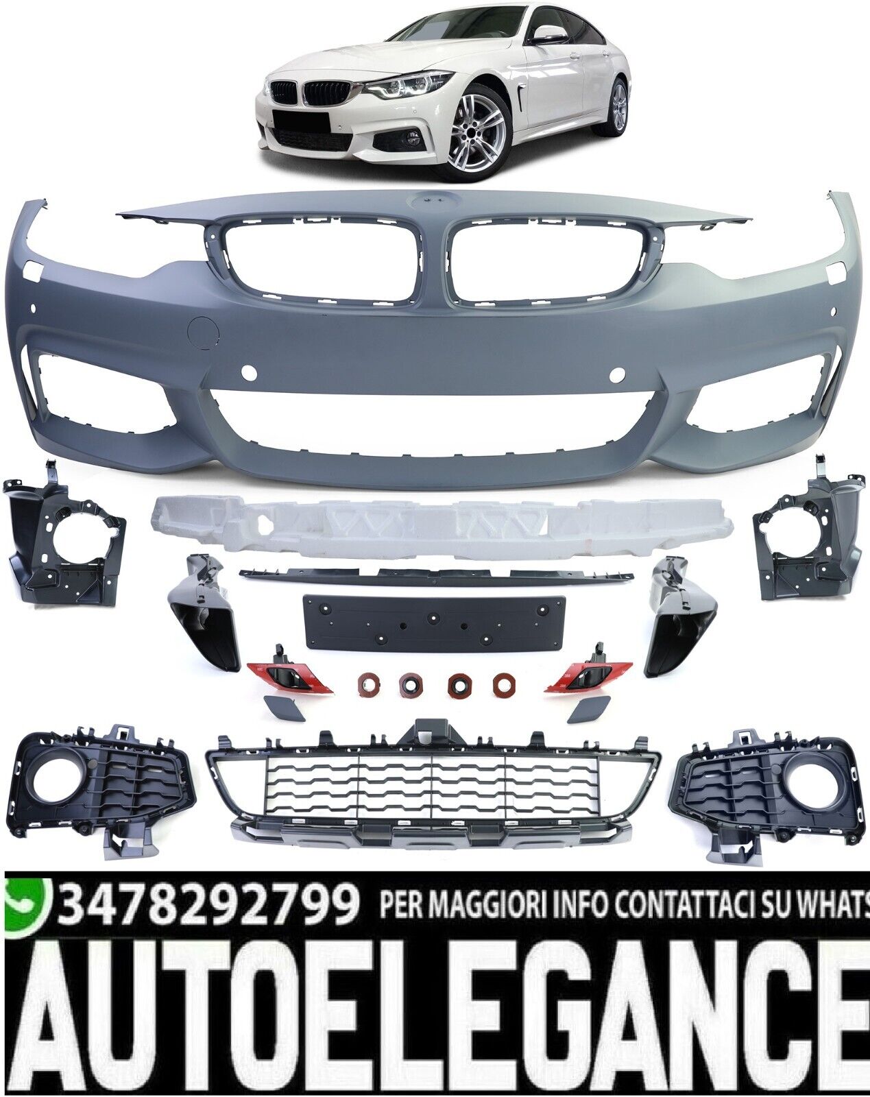 Front bumper Sport Optics PDC SRA with ABE suitable for BMW 4 Series F32 F33 F