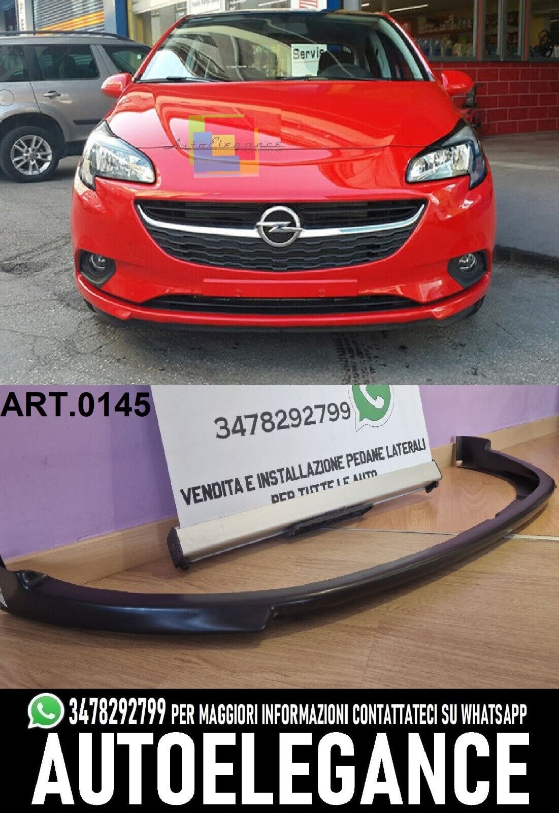 FRONT BUMPER SPLITTER FOR OPEL CORSA E 2014+ OPC LOOK SPOILER ABS