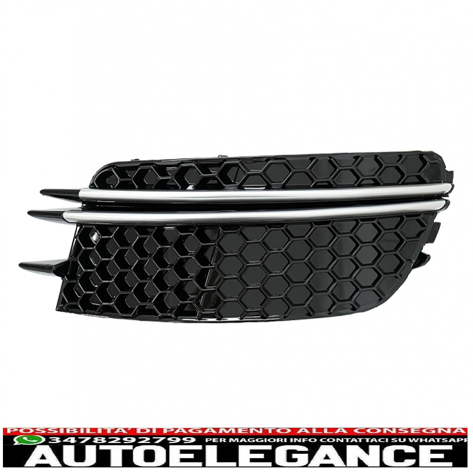 Copri griglie laterali paraurti adatte per audi a6 c7 4g (2012-2015) rs design nere con inserti in alluminio spazzolato AUTOELEGANCERICAMBI