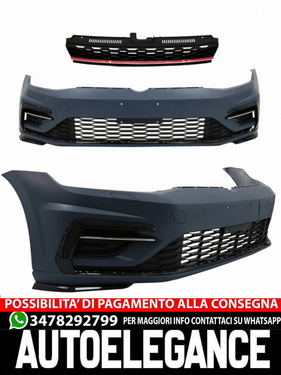 Front bumper with center grille suitable for VW Golf 7.5 (2017-2020) 