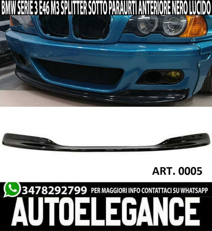 BMW 3 SERIES E46 M3 UNDER FRONT BUMPER SPLITTER GLOSS BLACK