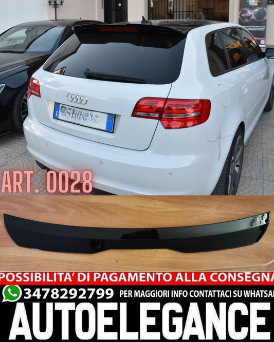 ALA SPOILER TETTO ADATTA PER AUDI A3 8P 2008-2012 5 PORTE LOOK NERO LUCIDO DESIGN SPORTIVO