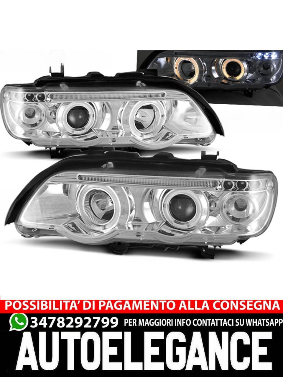 FARI ANGEL EYES CHROME per BMW X5 E53 09.99-10.03