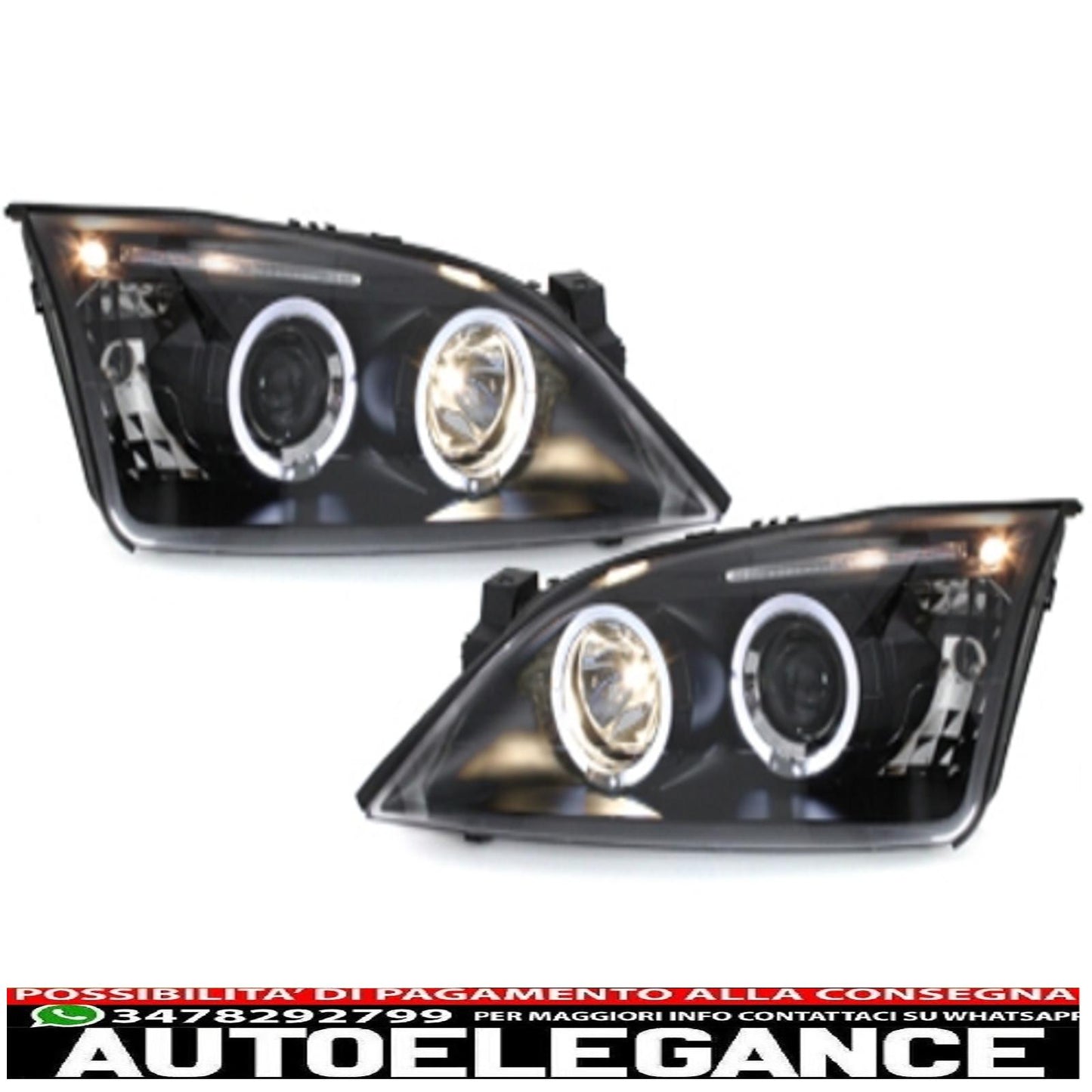 Angel Eyes Headlights suitable for Ford Mondeo MK3 (2000-2007) Black 