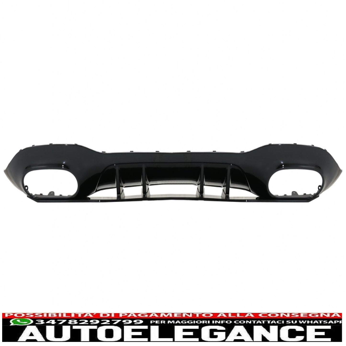 Rear bumper valance diffuser suitable for Mercedes A-Class W177 hatchback (2018-up) chrome exhaust tips