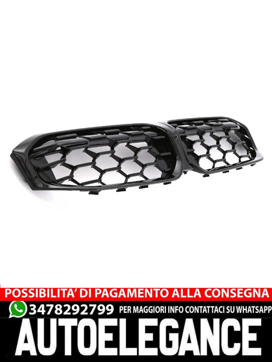 SUITABLE FOR BMW 3 SERIES G20 G21 LCI GRILLE DOUBLE BAR GLOSS BLACK 
