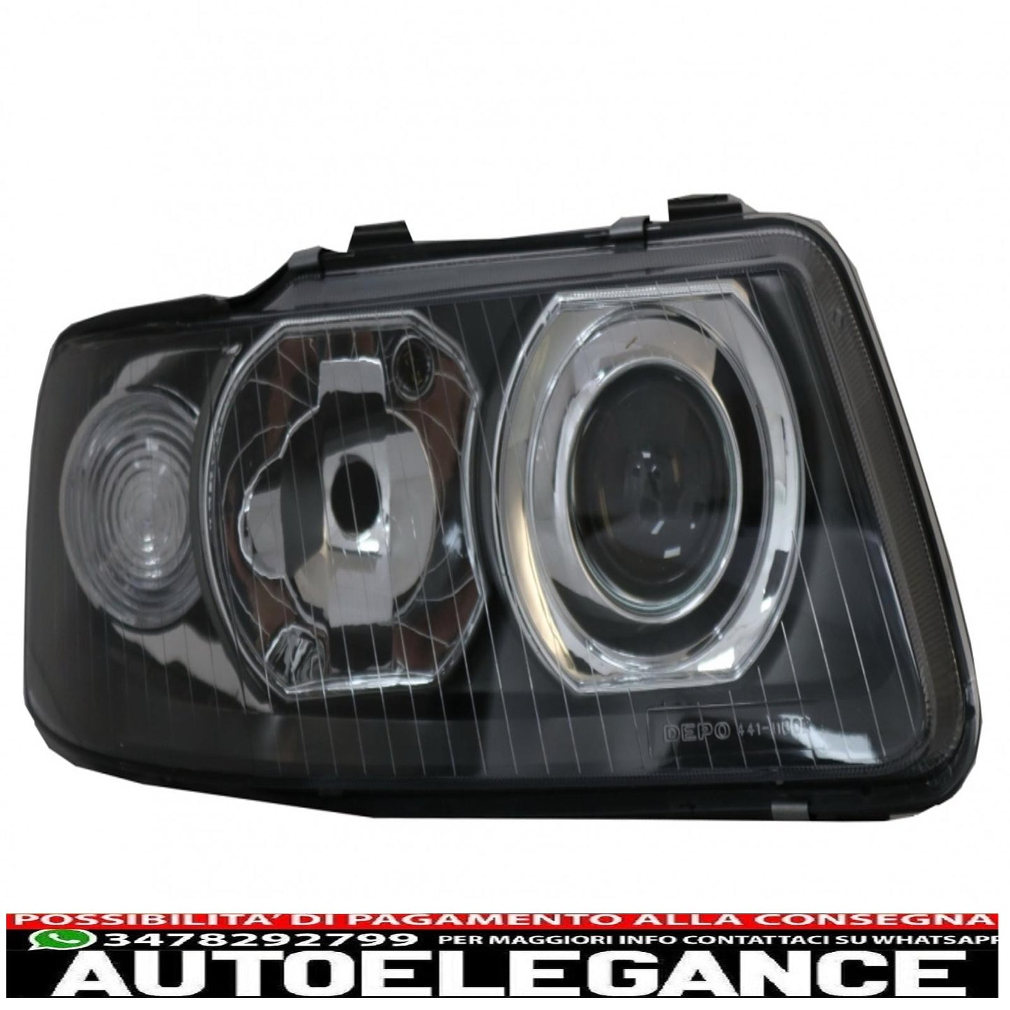headlights suitable for audi a3 8l (09.2000-2003) black monoblock design 