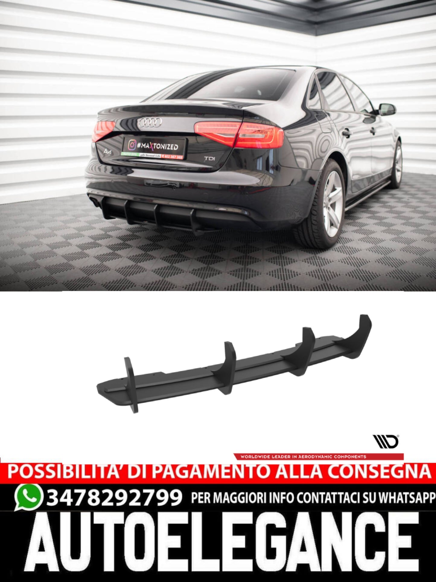 STREET PRO DIFFUSORE POSTERIORE adatto per AUDI A4 B8 FACELIFT 2011 - 2015