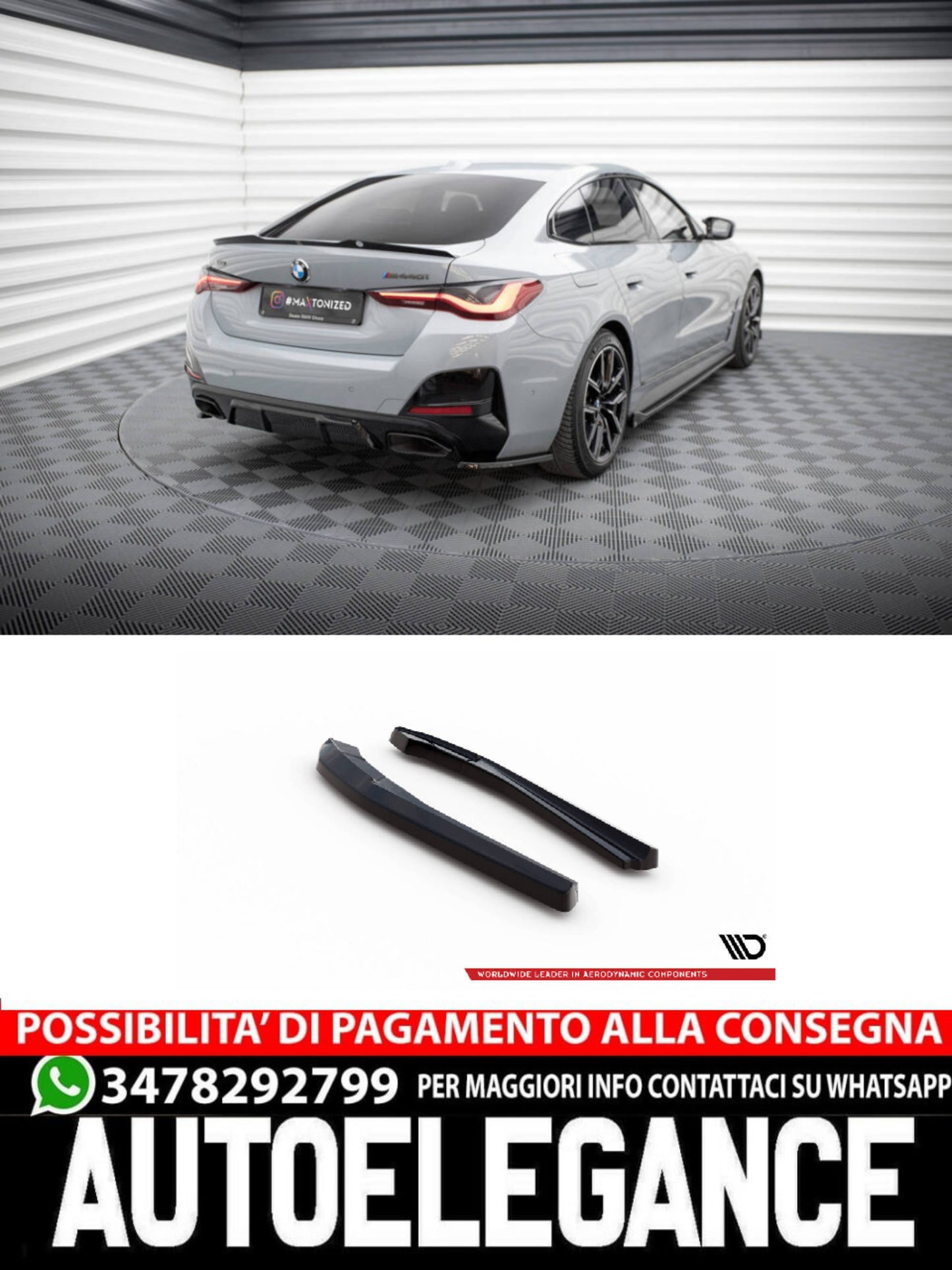 SPLITTER LATERALI POSTERIORI ADATTO PER V.1 BMW M440I GRAN COUPE G26 ( 2021 - )