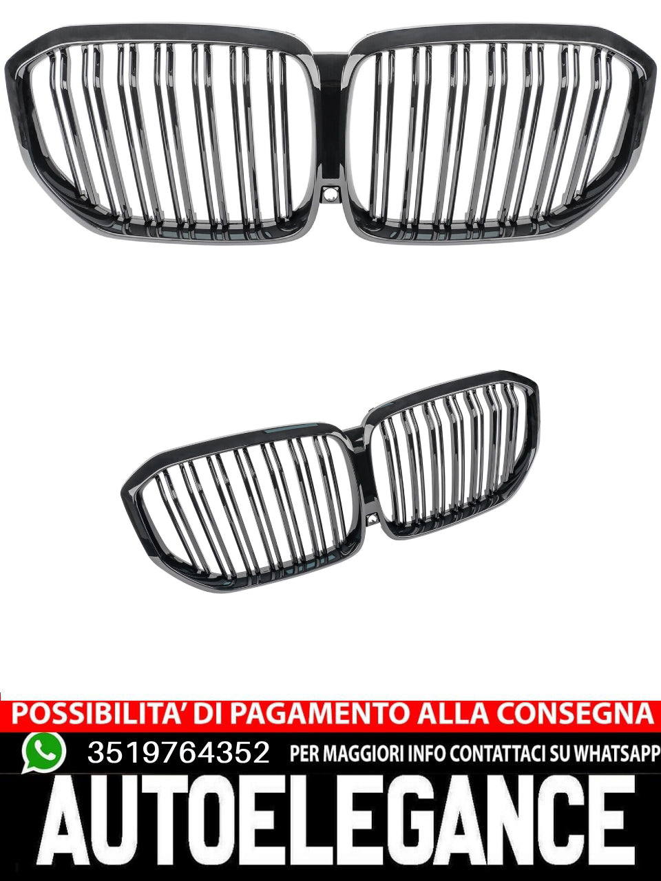 Griglia Reni doppia barra adatta per BMW X5 G05 F95 pianoforte nero lucido