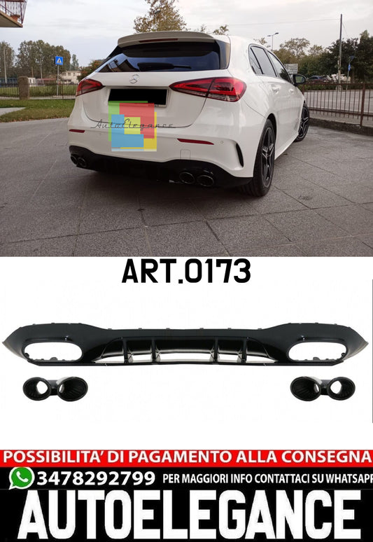 DIFFUSORE ADATTO PER MERCEDES CLASSE A W177 AMG + TERMINALI NERI A45S