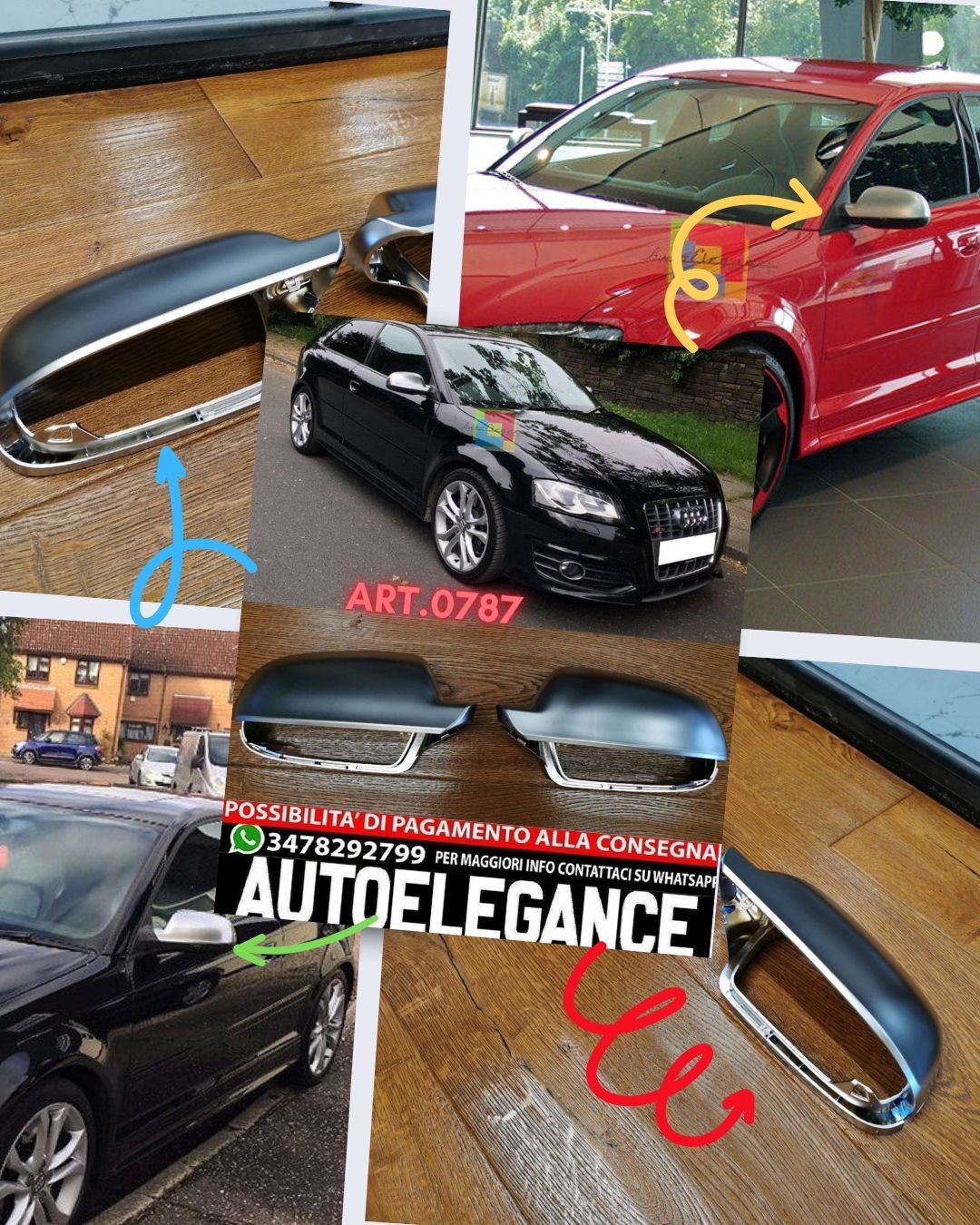 SATIN CAPS SUITABLE FOR AUDI A3 80-A4 8K B8-A5 8T LIFT SPORTY LOOK