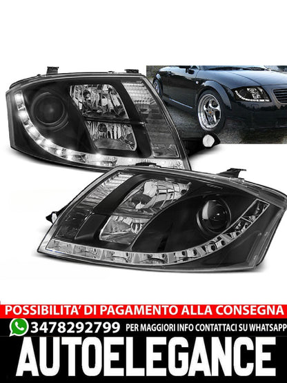 FARI ANTERIORI DAYLIGHT NERO ADATTI COMPATIBILI PER AUDI TT 99-05
