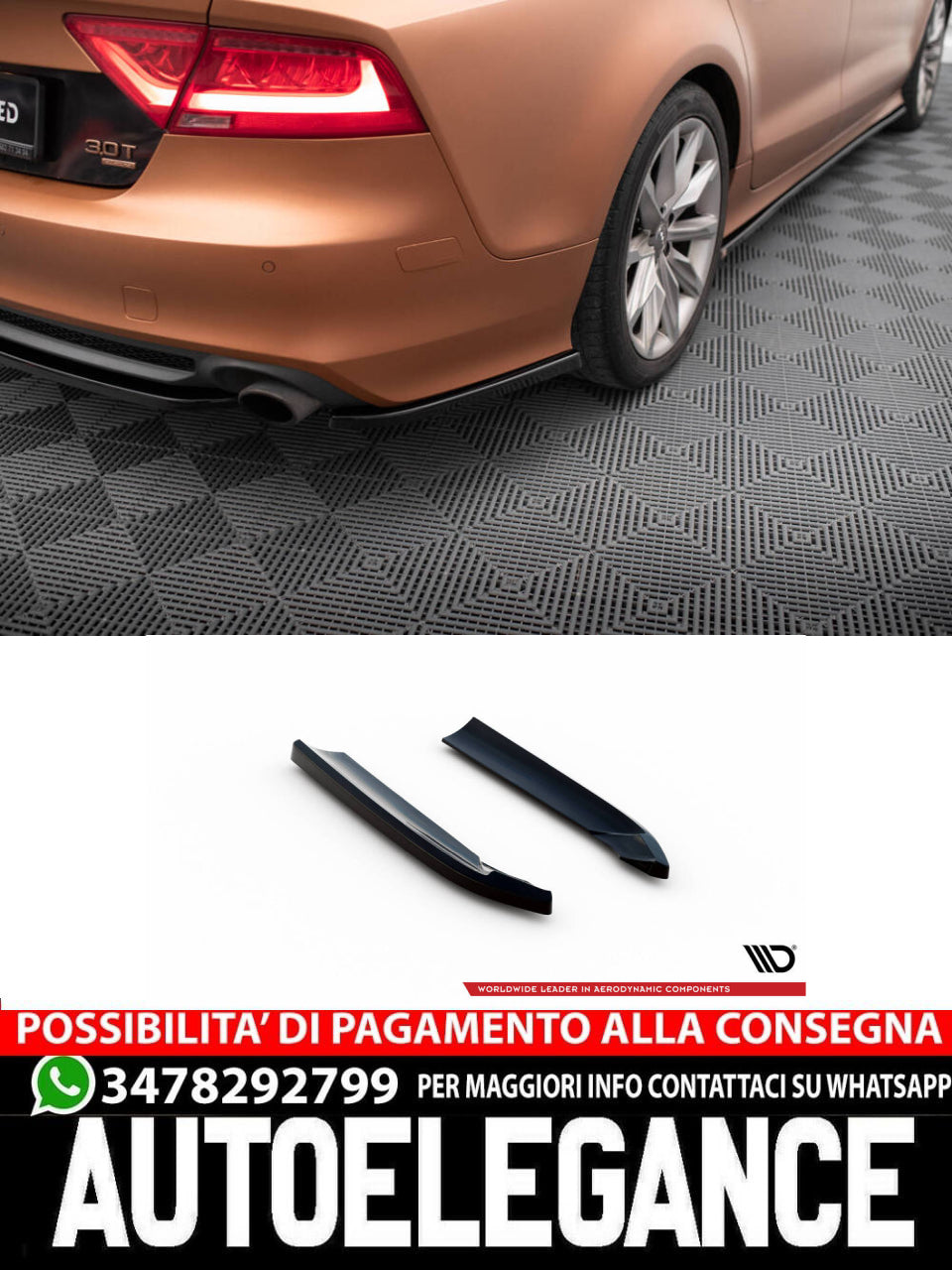 SPLITTER LATERALI POSTERIORI ADATTO COMPATIBILE PER  AUDI A7 C7 (2010-2014)