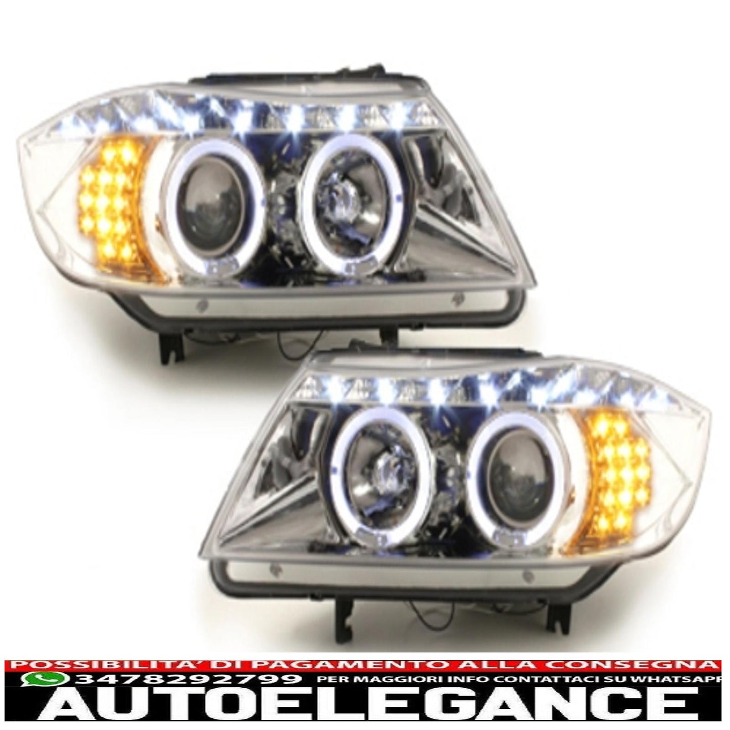 dayline headlights suitable for bmw e90 05+_2 halo rims_drl led_optics_chr