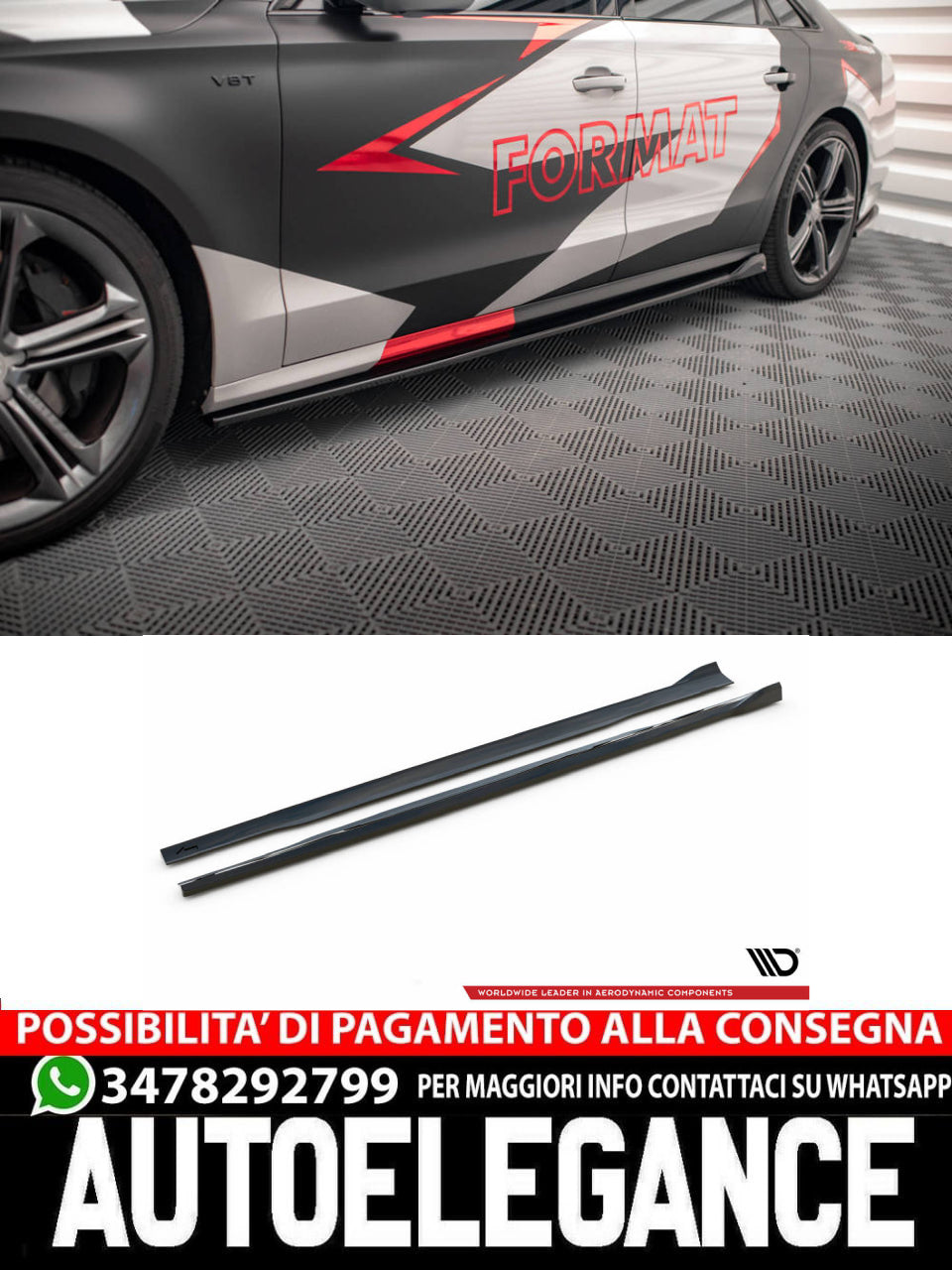 MINIGONNE LATERALI ADATTE PER V.2 AUDI S8 D4  (2012-2015)