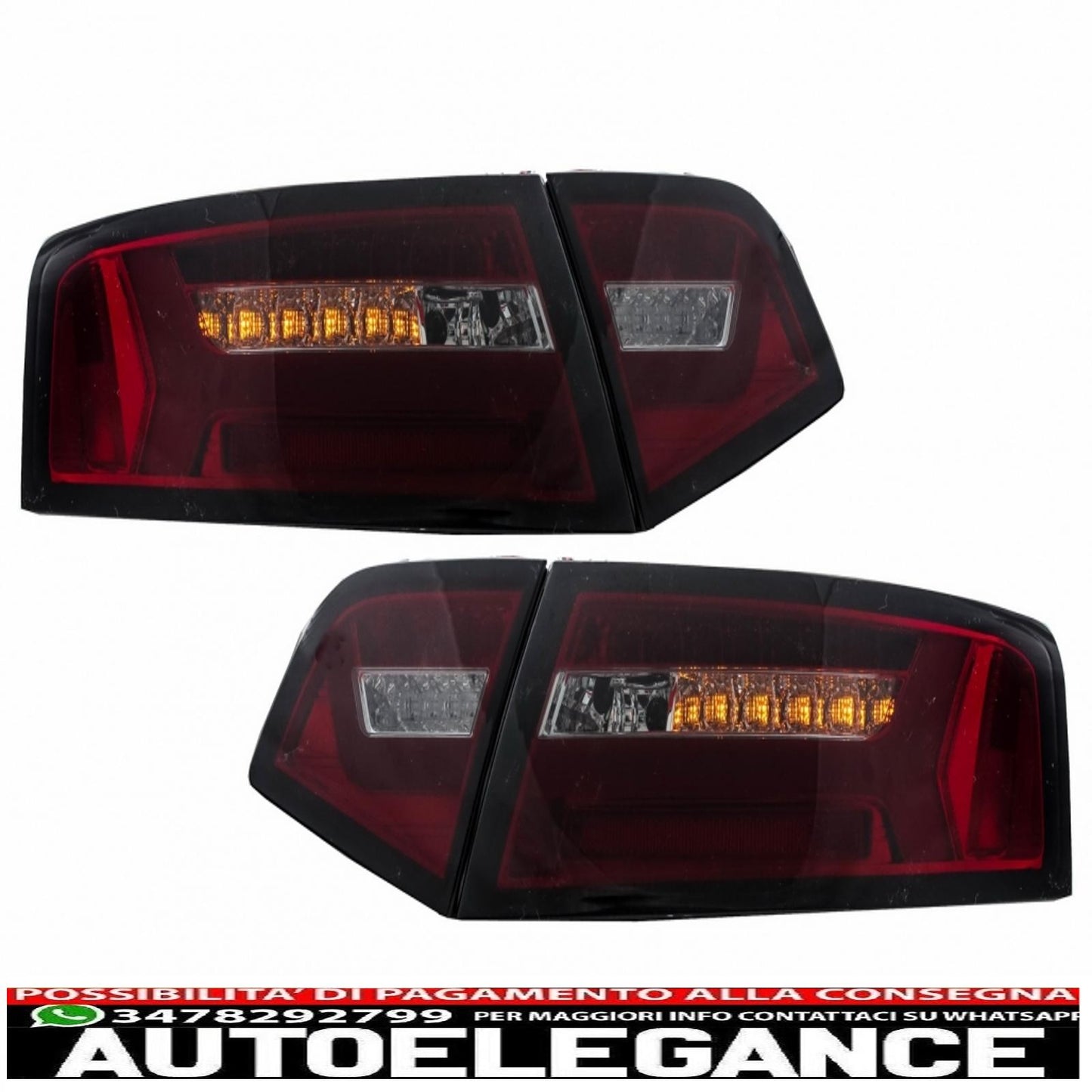 led rear lights suitable for audi a6 4f2 c6 limousine (2008-2011) red smoke restyling design with sequential dynamic cornering lights