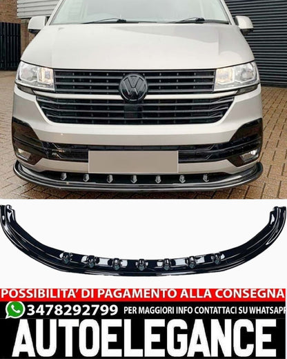 SPLITTER ANTERIORE ADATTO PER VW TRANSPORTER T6.2 2020+ NERO LOOK SPORTIVO