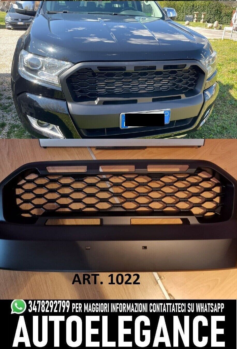 ✨GRIGLIA ANTERIORE PER FORD RANGER T6 2015-2021 LOOK SPORTIVO ABS NIDO D'APE✨