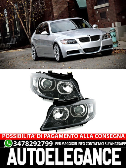Set Occhi d'Angelo Faro per BMW E90 E91 Anno 05-08 Anello LED Nero Bianco