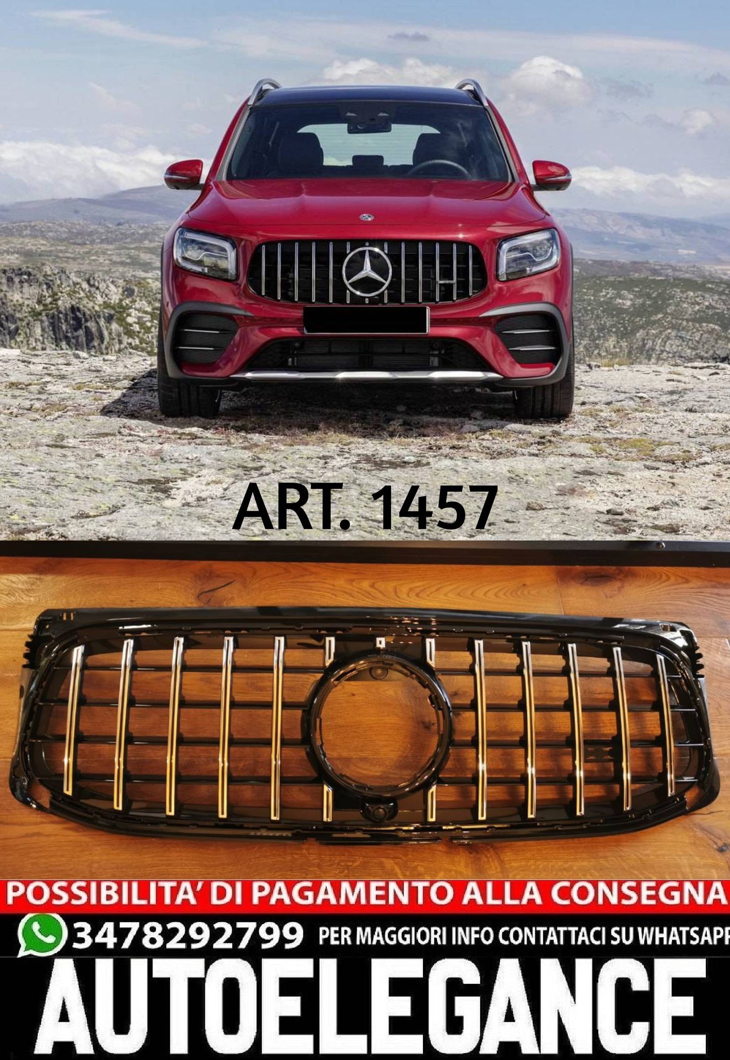 GRILLE SUITABLE FOR MERCEDES-BENZ GLB X247 AMG GT LOOK CHROME SPORTY DESIGN 