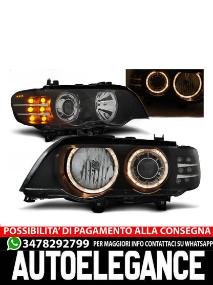 FARI ANGEL EYES NERO INDICATORE LED adatto per BMW X5 E53 09.99-10.03