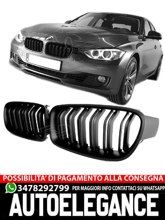 SUITABLE FOR BMW 3 SERIES F30 F31 SPORT RADIATOR GRILLE DOUBLE BRIDGE MATT BLACK 