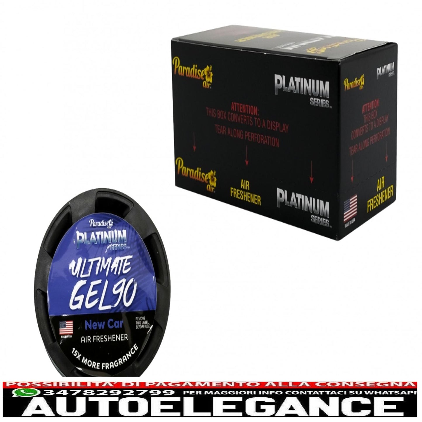 Paradise Fresh Air Ultimate gel deodorante per ambienti serie Platinum elimina odori 4 vasetti per auto nuove nero