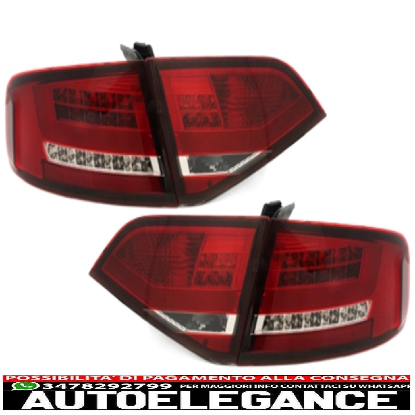 led rear lights suitable for audi a4 b8 8k sedan (2007-2010) red transparent