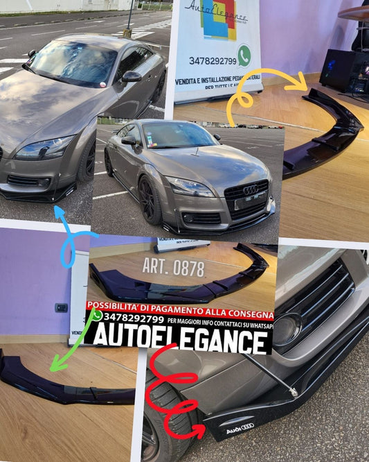 SPLITTER 3 PEZZI ADATTO PER AUDI TT 8J TT FV 2004-2019 LOOK NERO LUCIDO