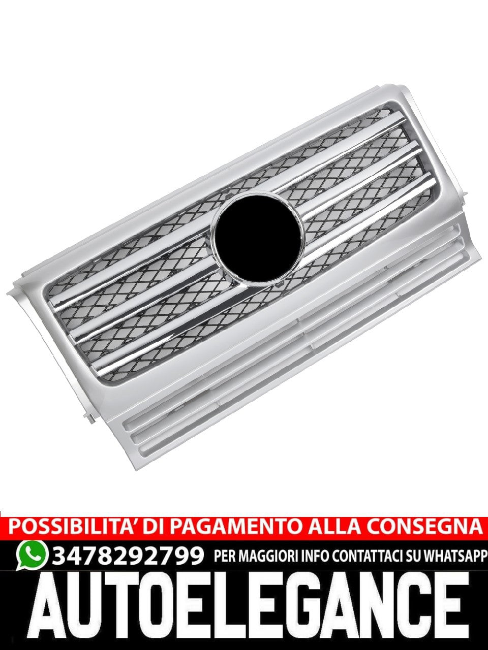 Griglia personalizzata per Mercedes W463 Classe G 1990-2018 Argento + Cromo