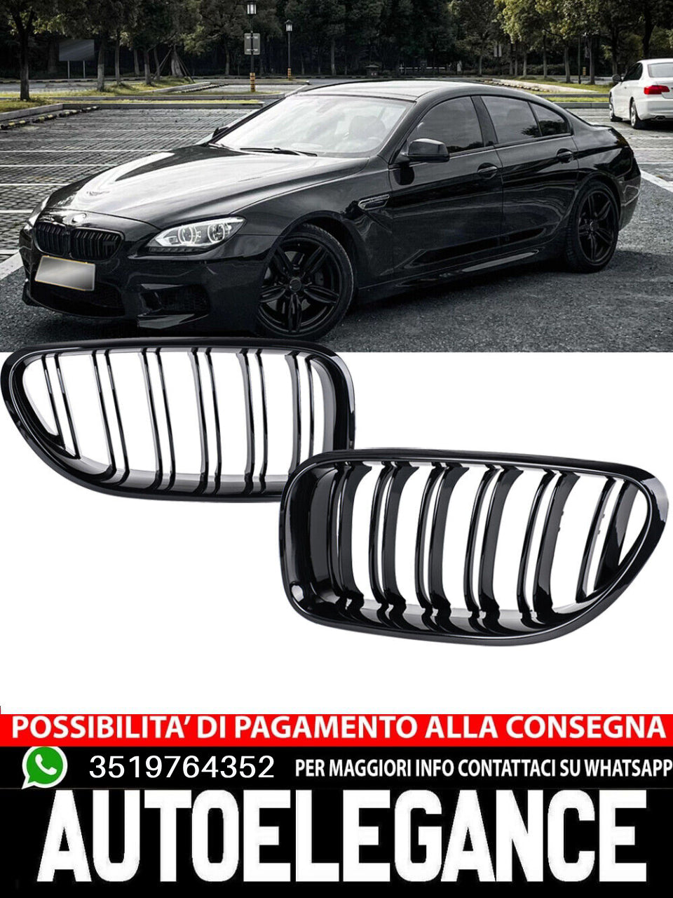 Griglia rene doppia passerella adatta per BMW Serie 6 F06 F12 F13 Coupé - 2017