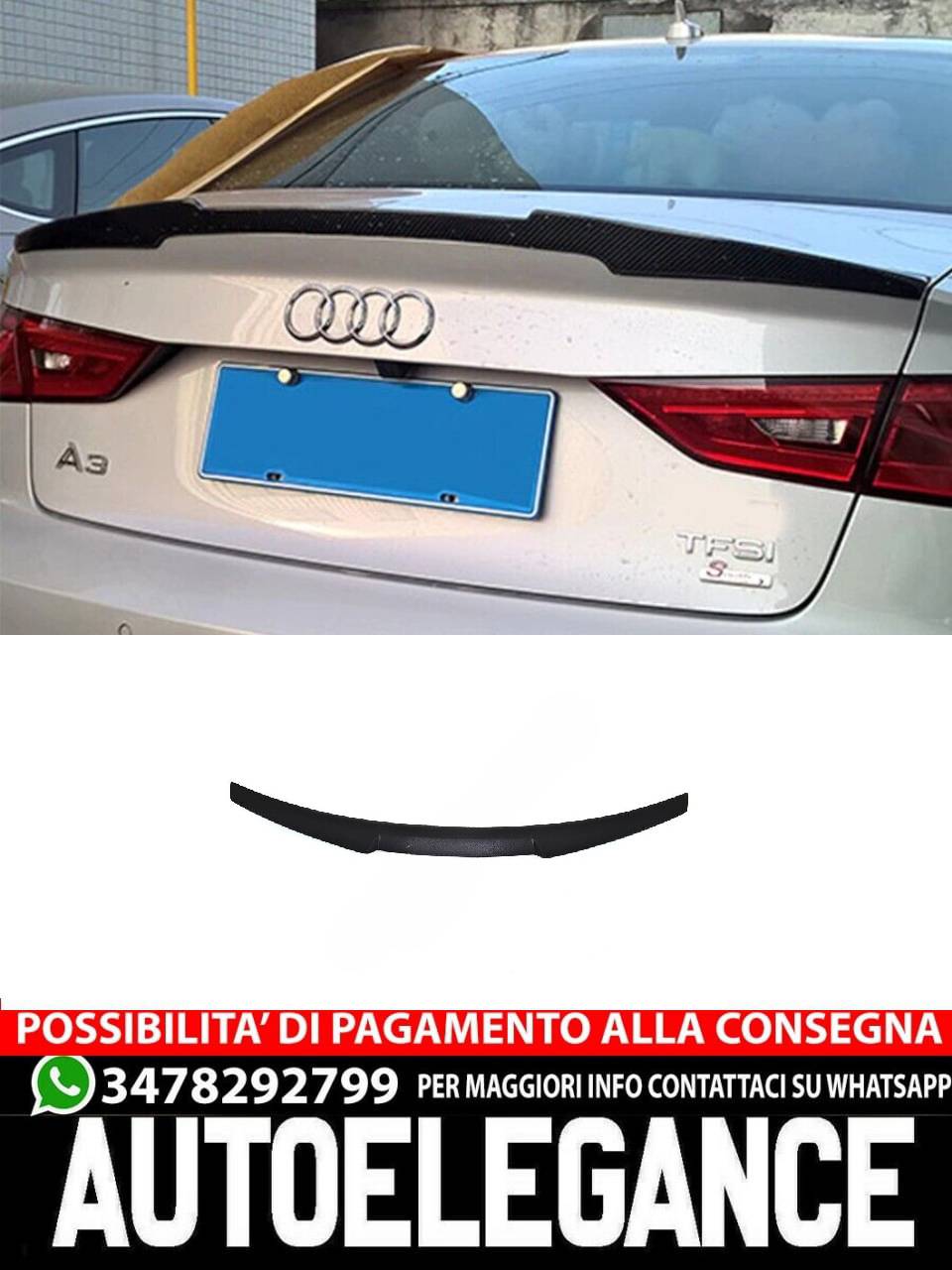SPOILER adatto per AUDI A3 8V Sedan 2012-2020