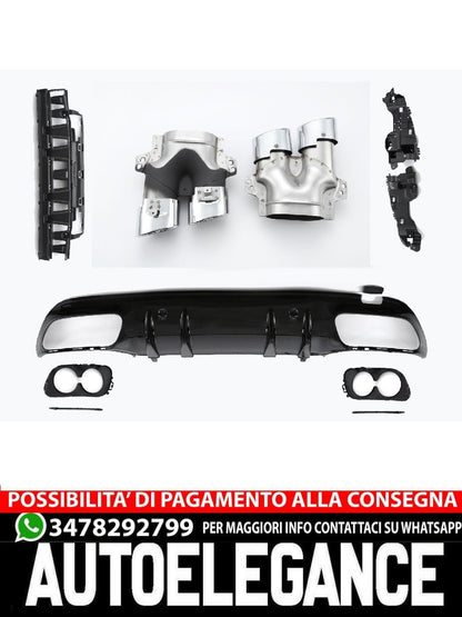 For Mercedes W205 S205 Diffuser + Bumper (CHROME) in C43 AMG look 