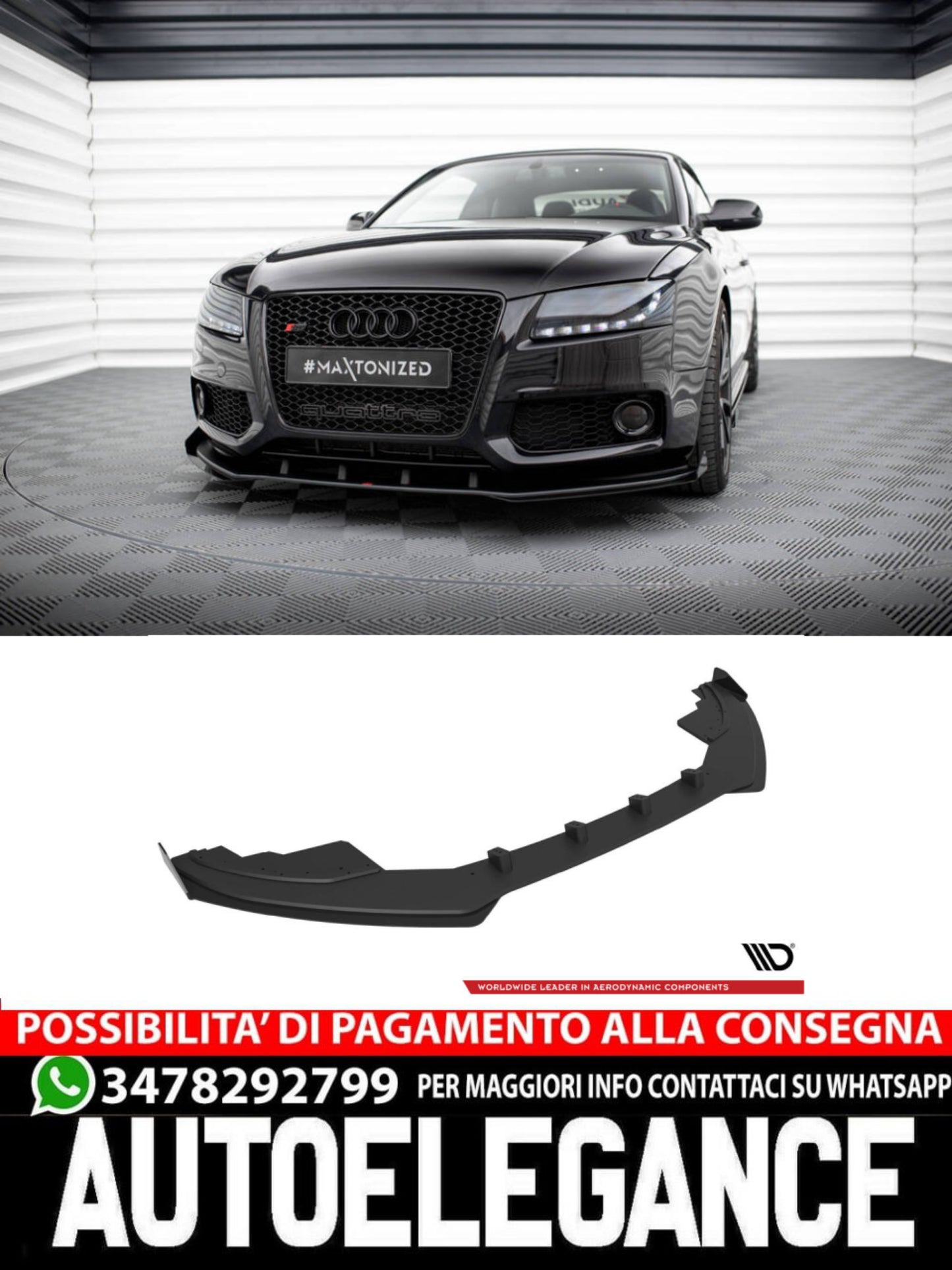 STREET PRO SPLITTER ANTERIORE + FLAPS ADATTO PER AUDI S5 / A5 S-LINE 8T