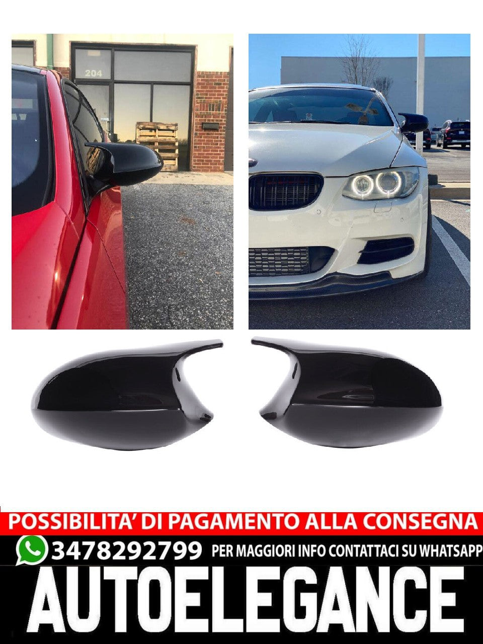 Tappi per specchietti neri sportivi per cambio per BMW E87/E81/E82/E88 + E90/