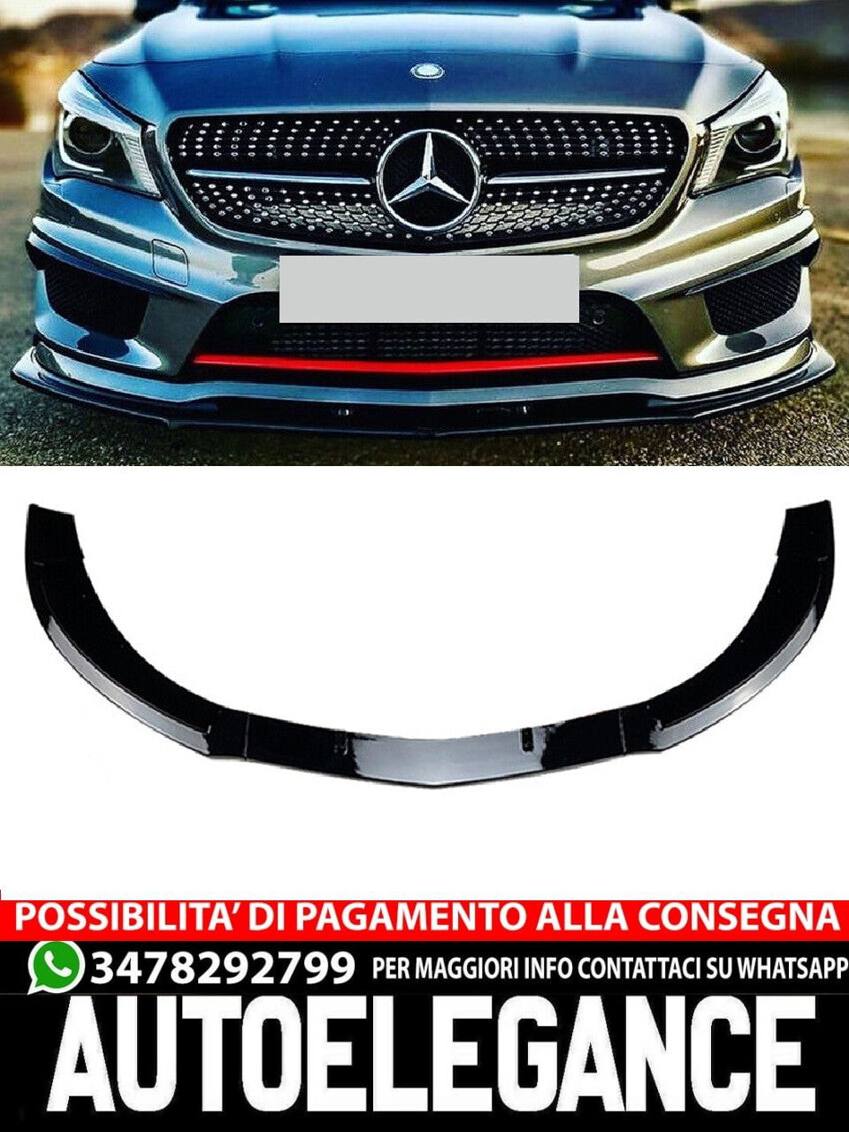 Adatto per Mercedes C117 X117 CLA con pacchetto AMG splitter spoiler anteriore