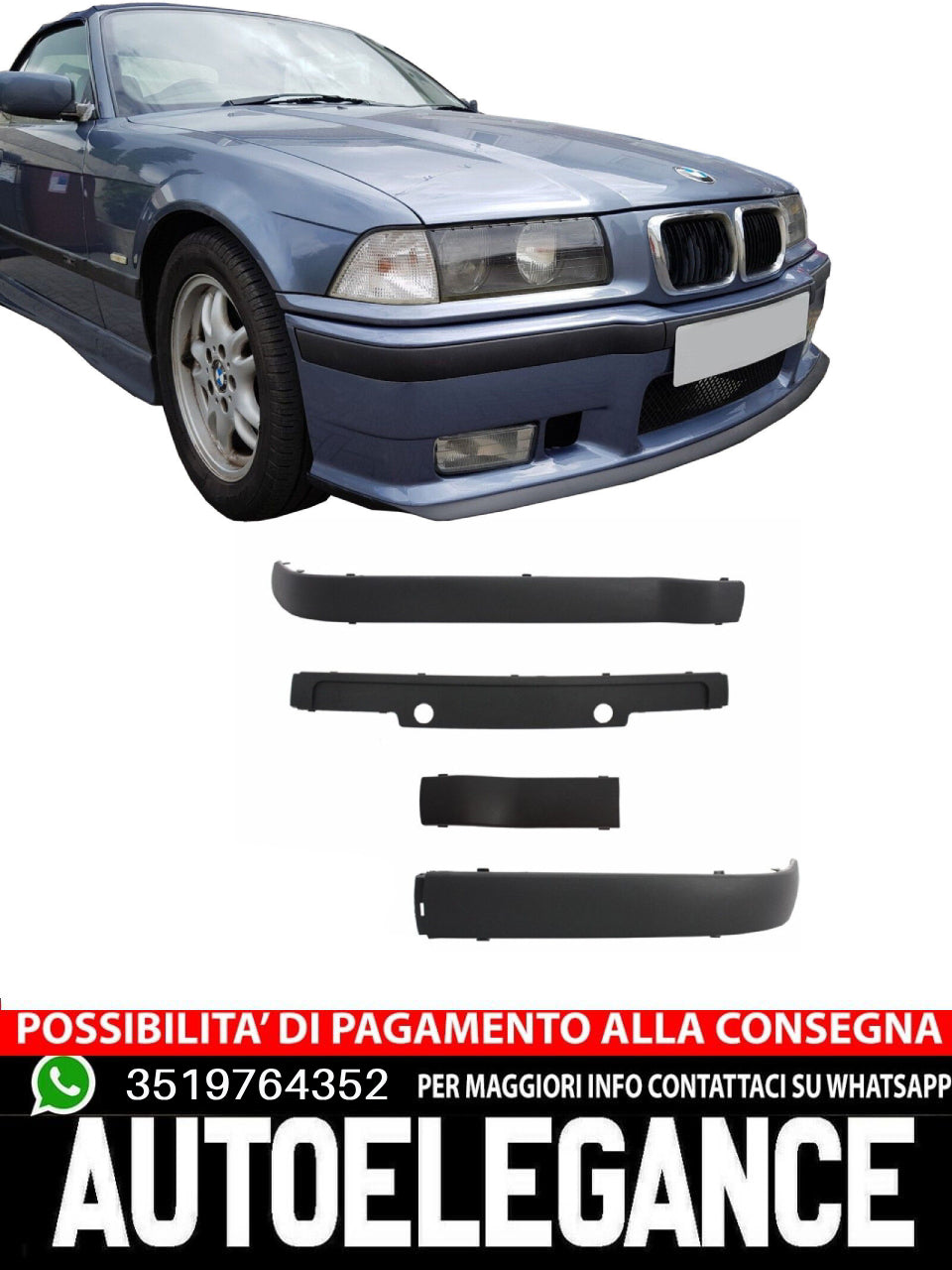 Paraurti anteriore  strisce gomma a percussione Per BMW Serie 3 E36 M3