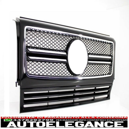 front grille suitable for mercedes g class w463 (1990-2012) g65 piano design black chrome frame