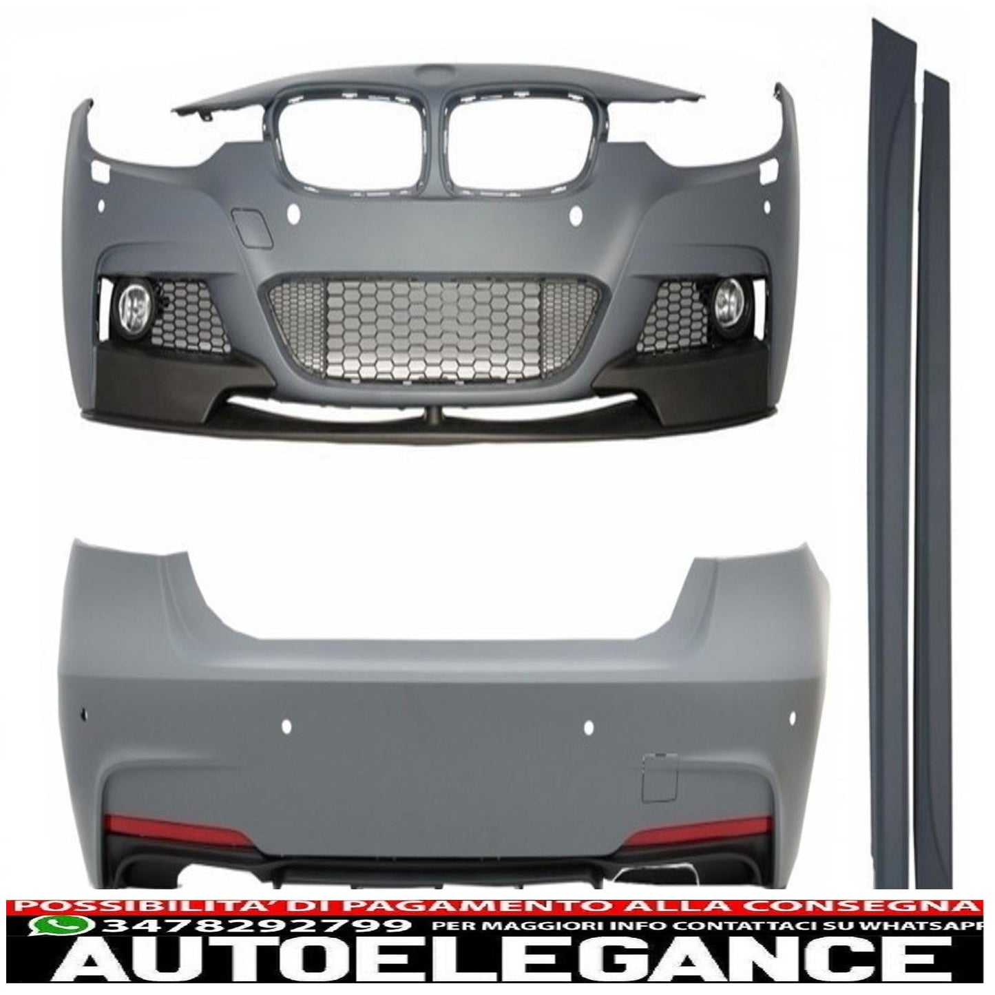 complete body kit with black exhaust tips suitable for bmw 3 series f30 (2011-2019) m-performance design