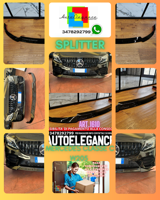 SPLITTER SUITABLE FOR MERCEDES C CLASS W205 2019-2021 AMG LOOK BRABUS GLOSSY BLACK